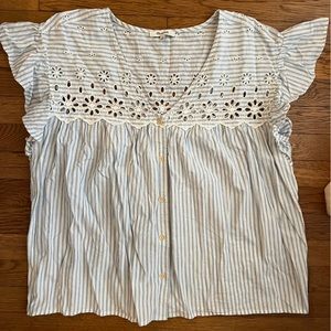 MADEWELL Eyelet Button-Front Shirt in Stripe